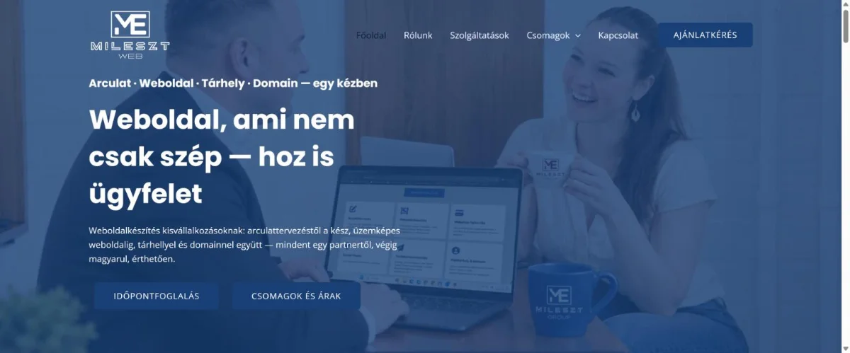 A mileszt-web.hu weboldalkészítő oldal főoldala
